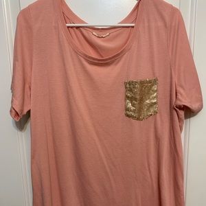 Cheekys Light Pink Sequined Pocket Tee Size XXL